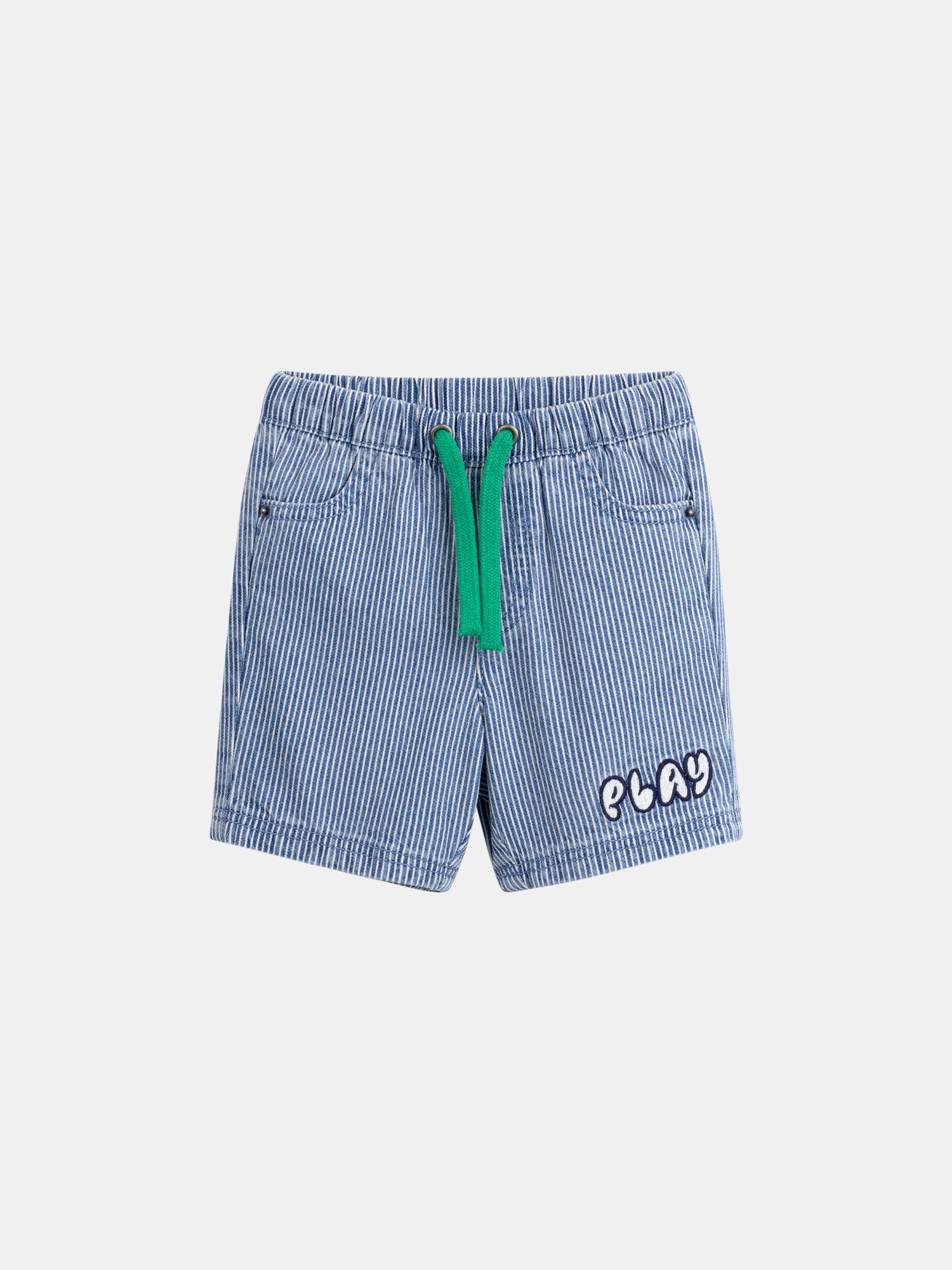 Bermuda en denim rayé "Play" Bleu et Écru pour bébé garçon