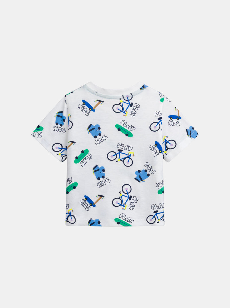 Camiseta ecru con estampado "Ride" integral para bebé niño
