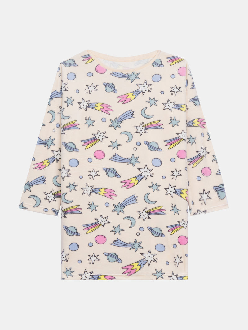 Conjunto de pijama de 2 piezas de terciopelo y leggings con estampado de galaxia para niña