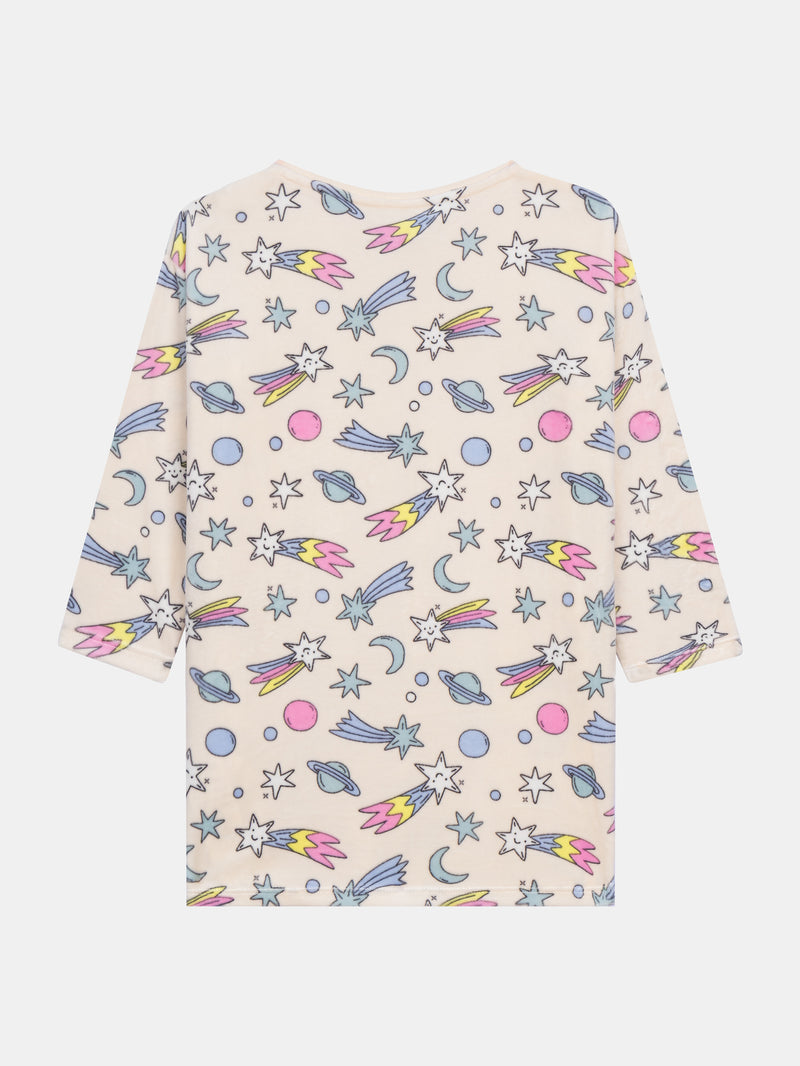 Conjunto de pijama de 2 piezas de terciopelo y leggings con estampado de galaxia para niña