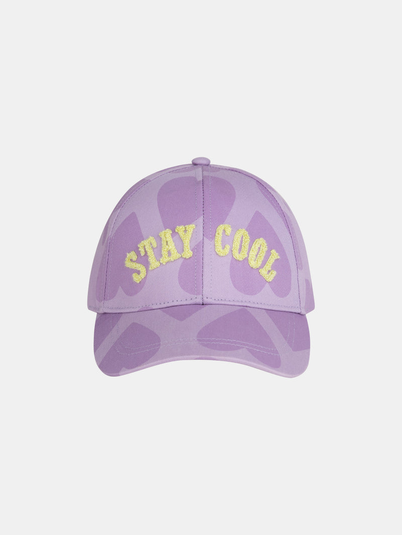 Gorra con estampado de corazón y escritura para niñas