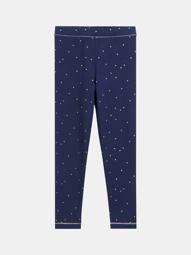 Leggings azul marino con lunares para niña