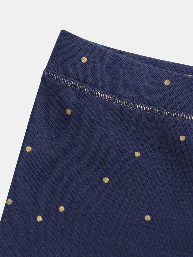 Leggings azul marino con lunares para niña