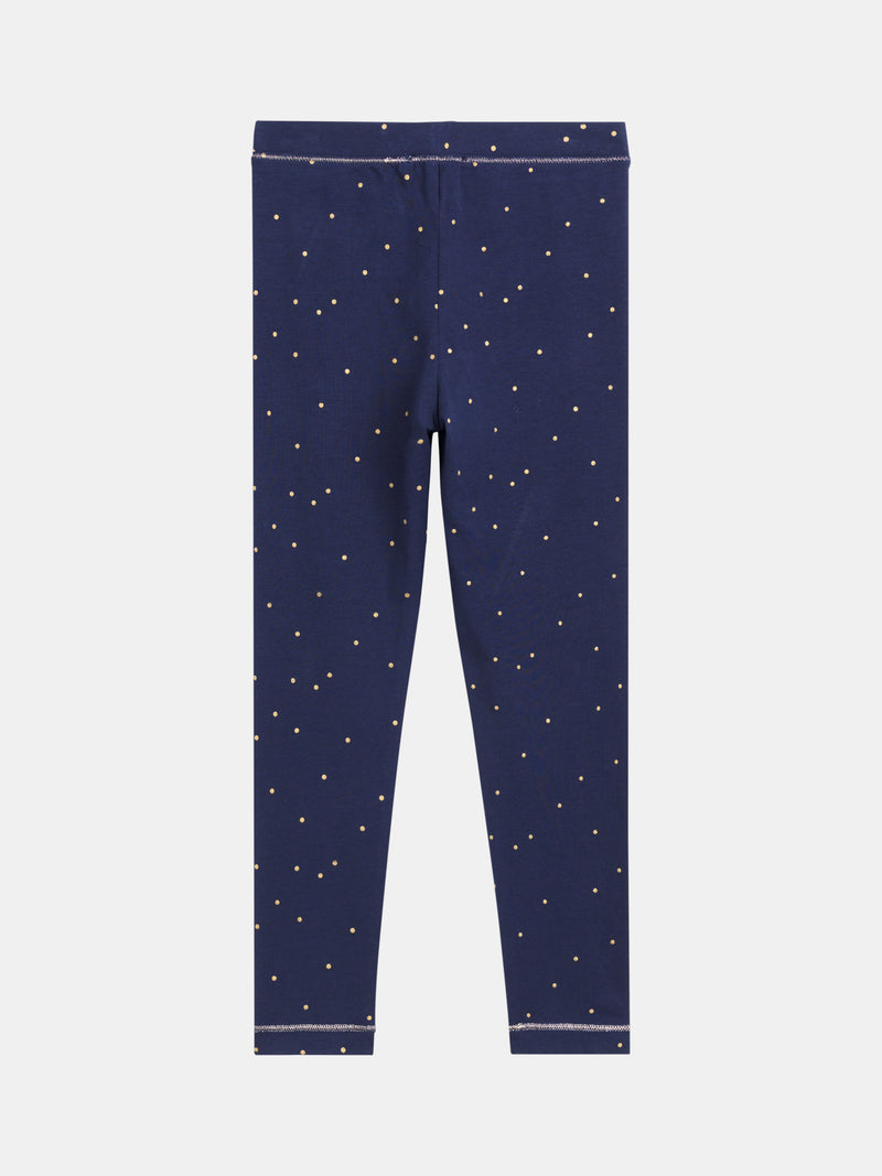 Leggings azul marino con lunares para niña
