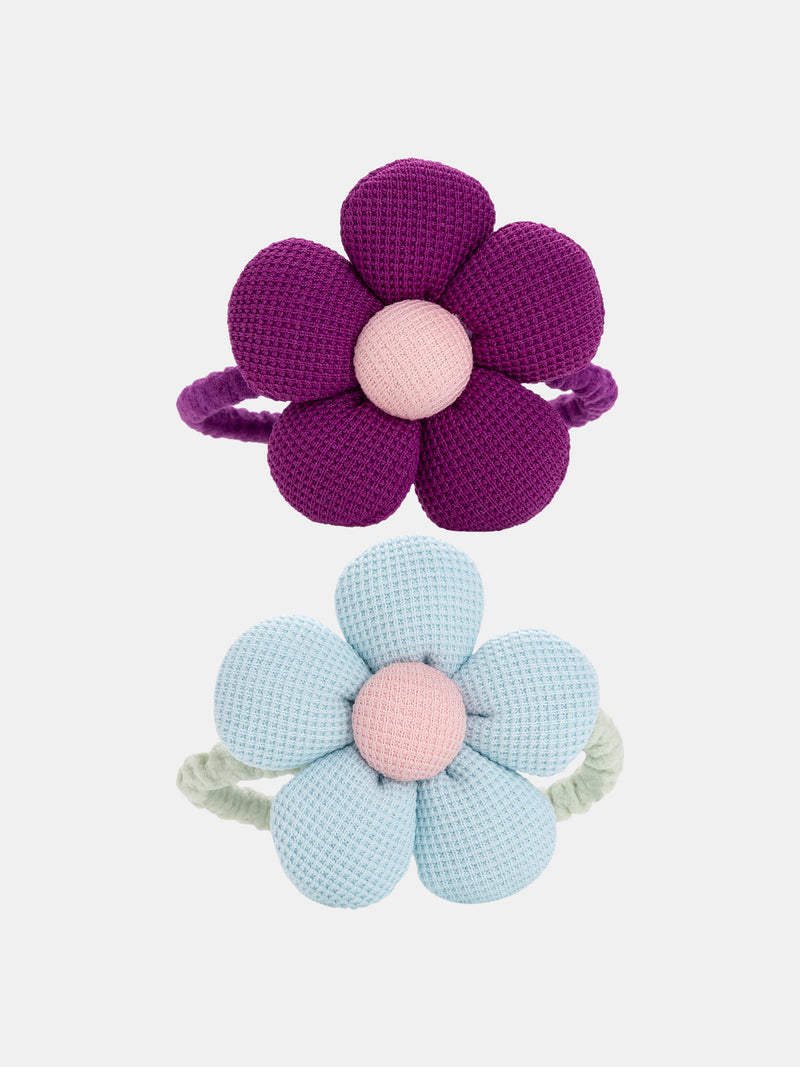 Conjunto de 2 gomas para el pelo con flores para niñas