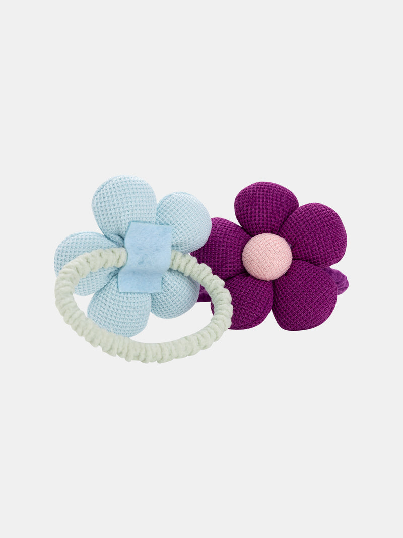 Conjunto de 2 gomas para el pelo con flores para niñas