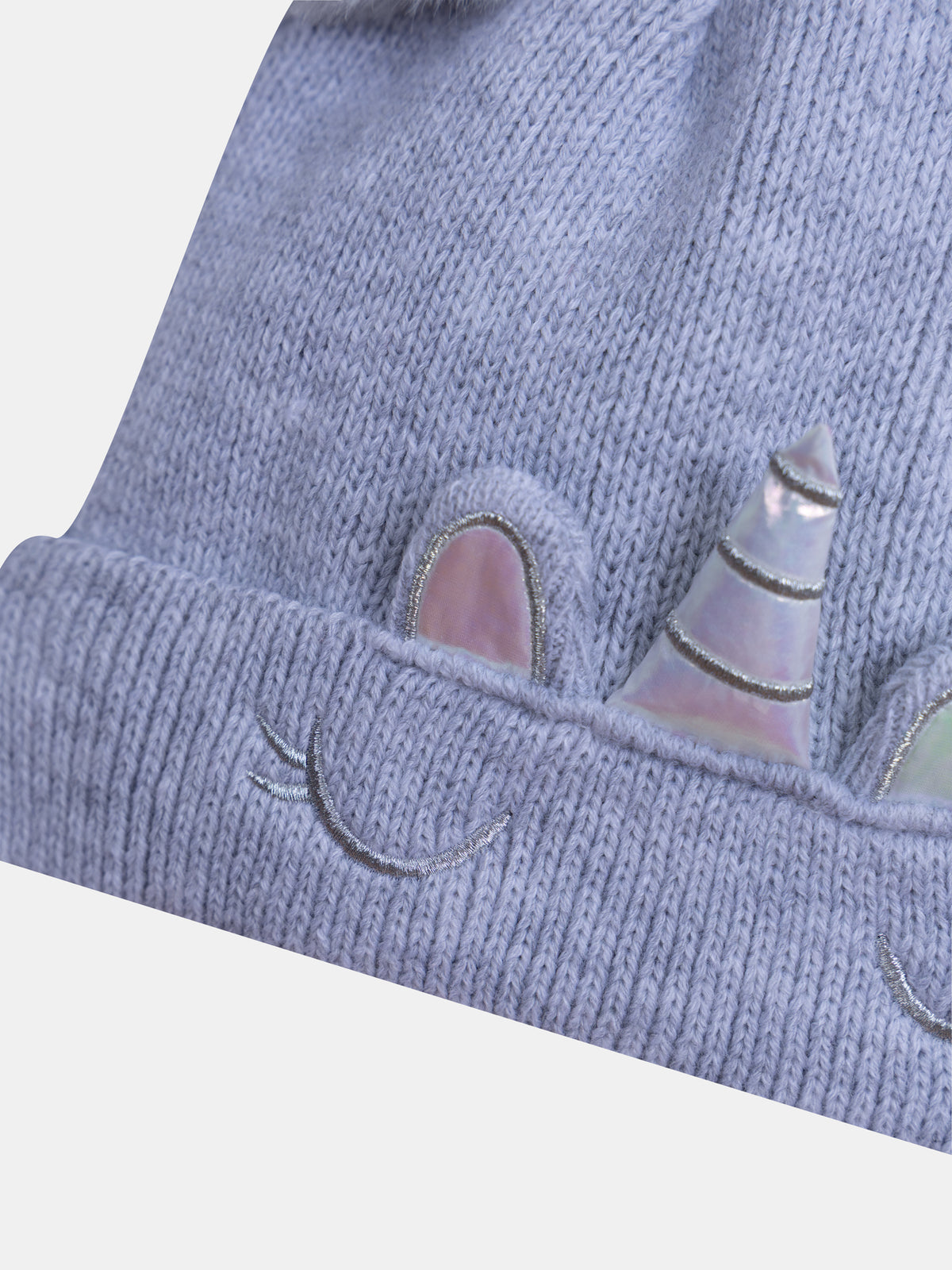 Gorro gris de unicornio para niñas