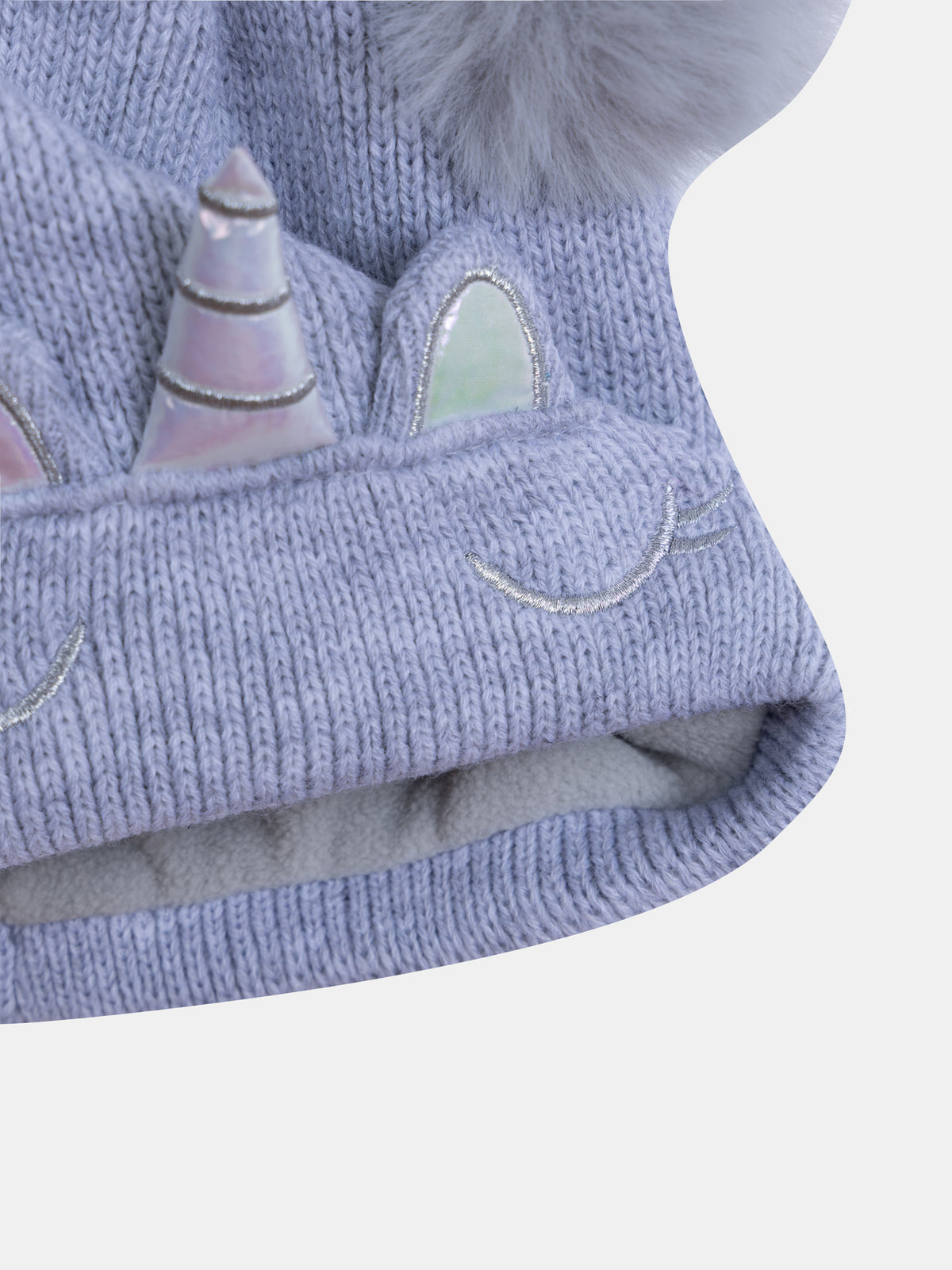 Gorro gris de unicornio para niñas