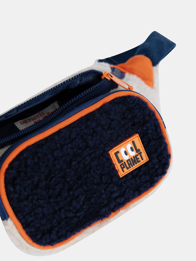 Mochila Beige con Piel Sintética y Montaje Tricolor para Niños