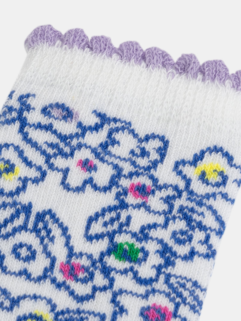 Calcetines ecru con motivos de fantasía para bebé niña