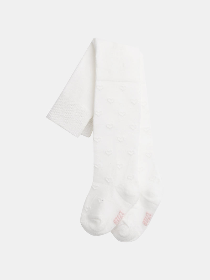 Medias ecru con corazones perforados para niñas
