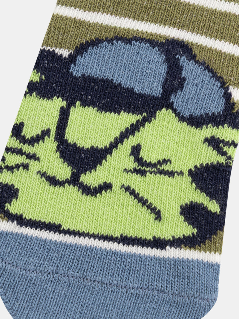 Calcetines con rayas coloridas y motivos animales para bebé niño