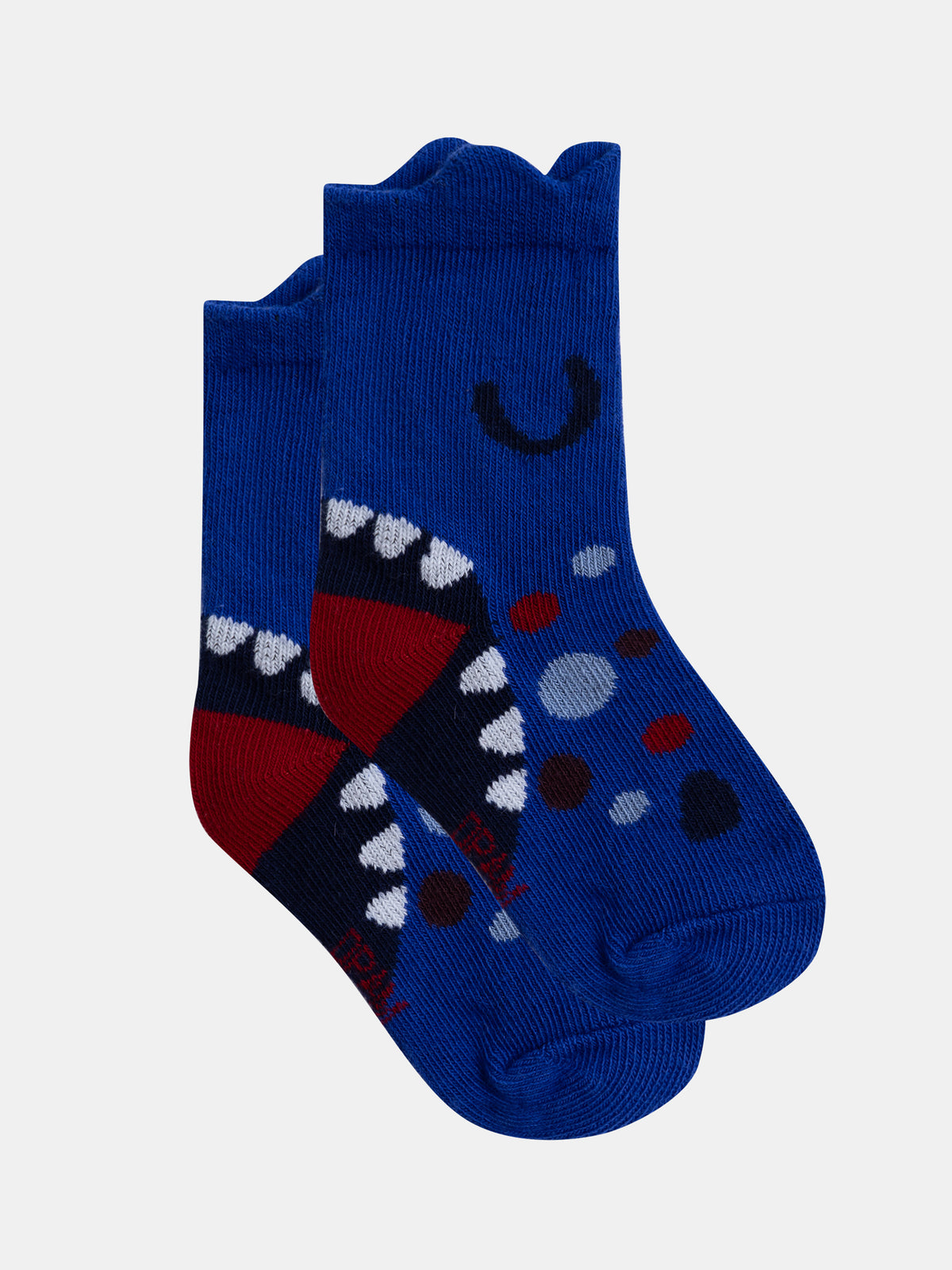 Calcetines azules con animación de dientes de dinosaurio para niño bebé