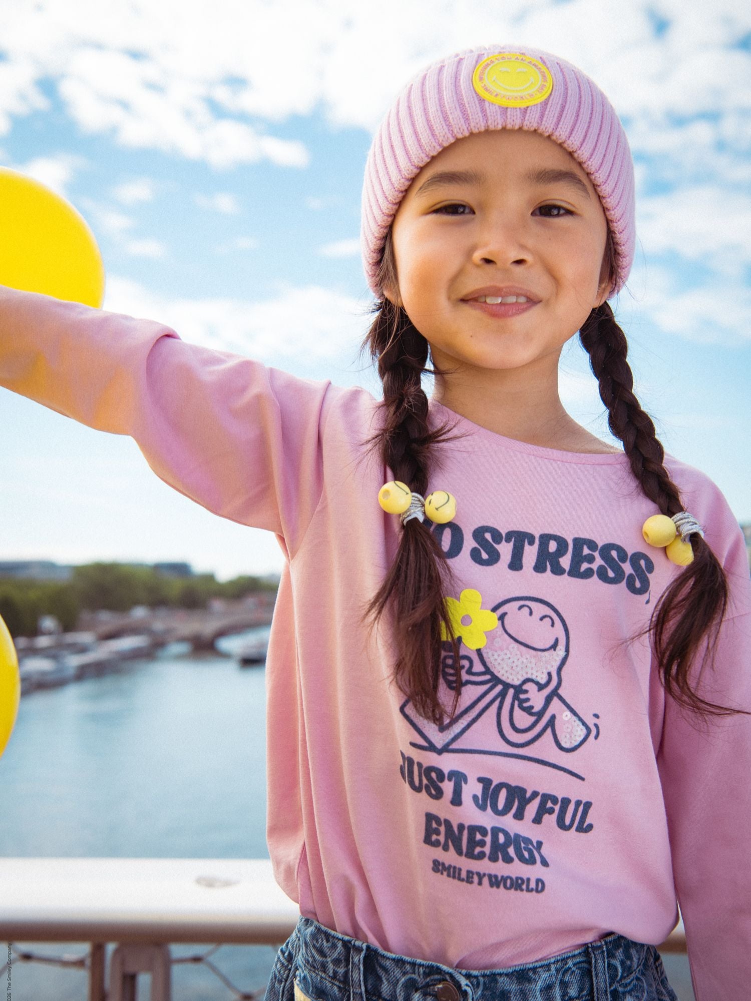 Camiseta de manga larga rosa con estampado SMILEYWORLD para niñas