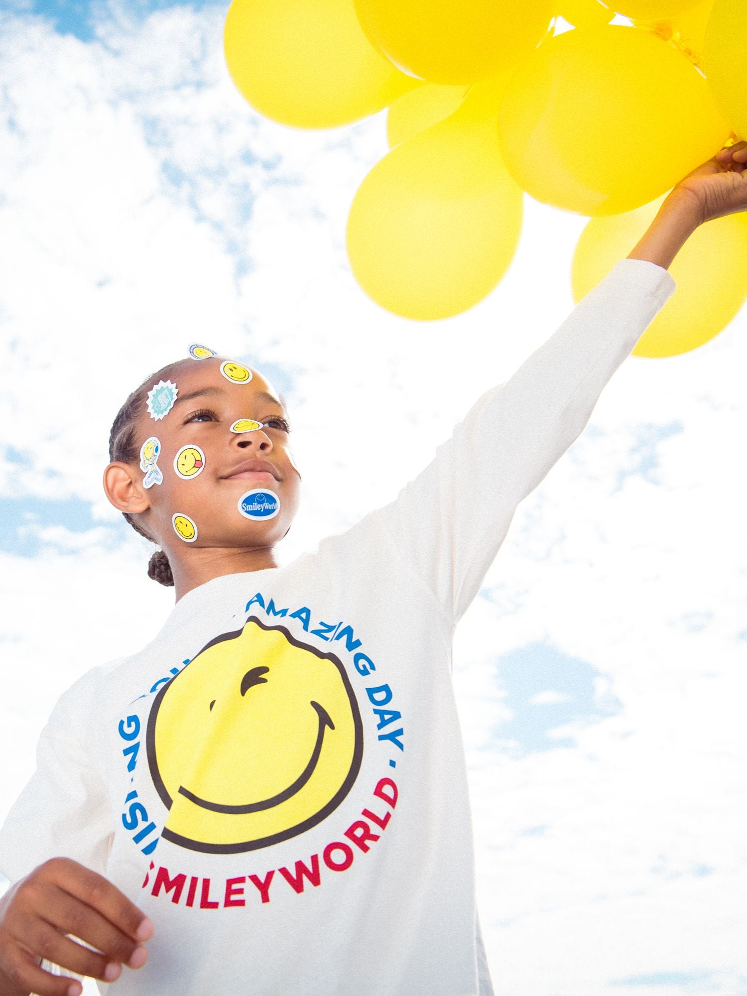 Camiseta de Manga Larga Ecru con Estampado SMILEYWORLD para Niños