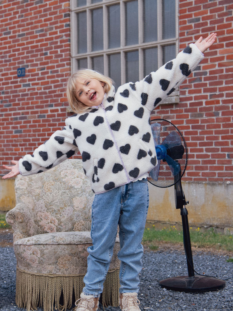 Chaqueta reversible con estampado de corazones para niñas