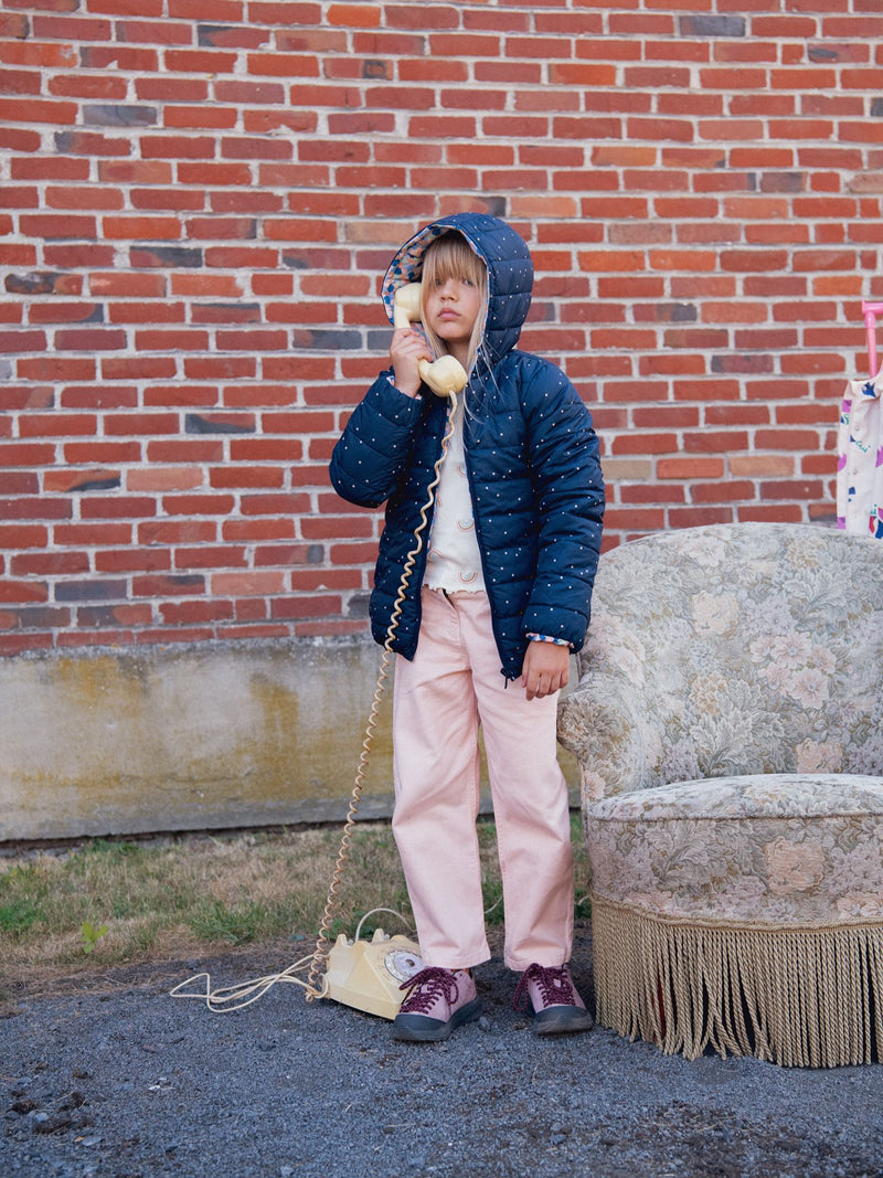 Chaqueta acolchada reversible con estampado de lunares para niñas