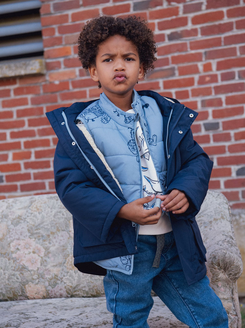 Parka 3en1 y chaqueta de plumas azules para niños