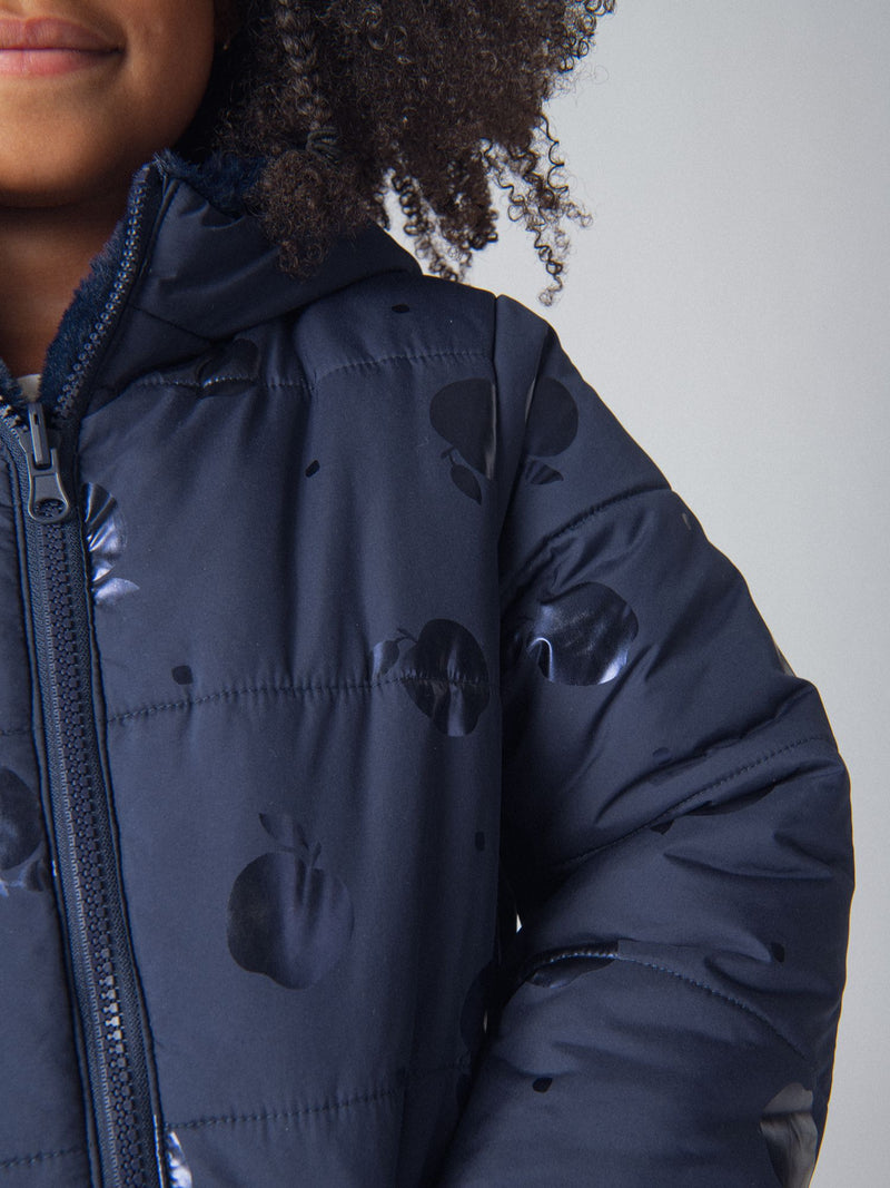Parka reversible con estampado de manzanas para chicas