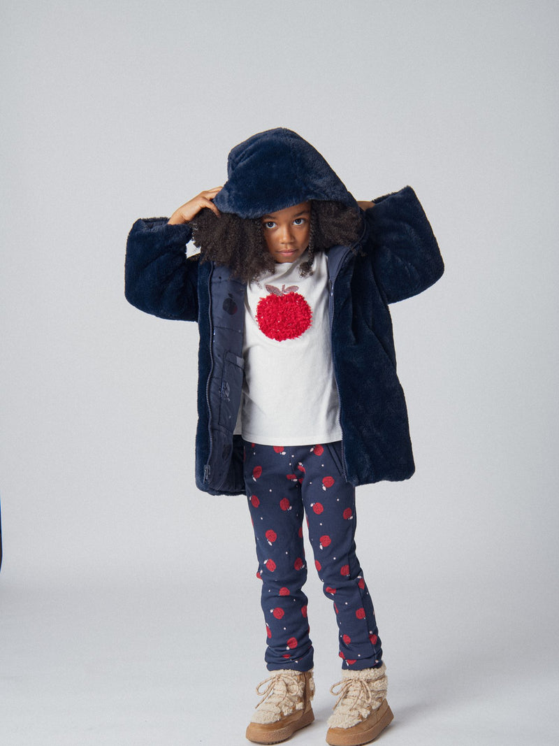 Parka reversible con estampado de manzanas para chicas