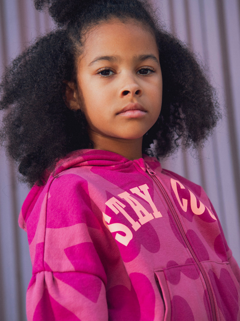 Top de jogging rosa con estampado de corazón para niñas