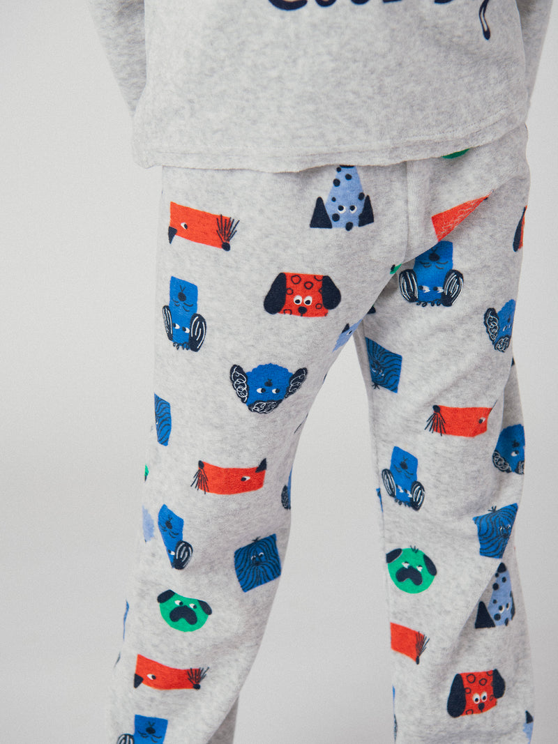 Pijama de 2 piezas en gris jaspeado 'Cool Dog' para niño