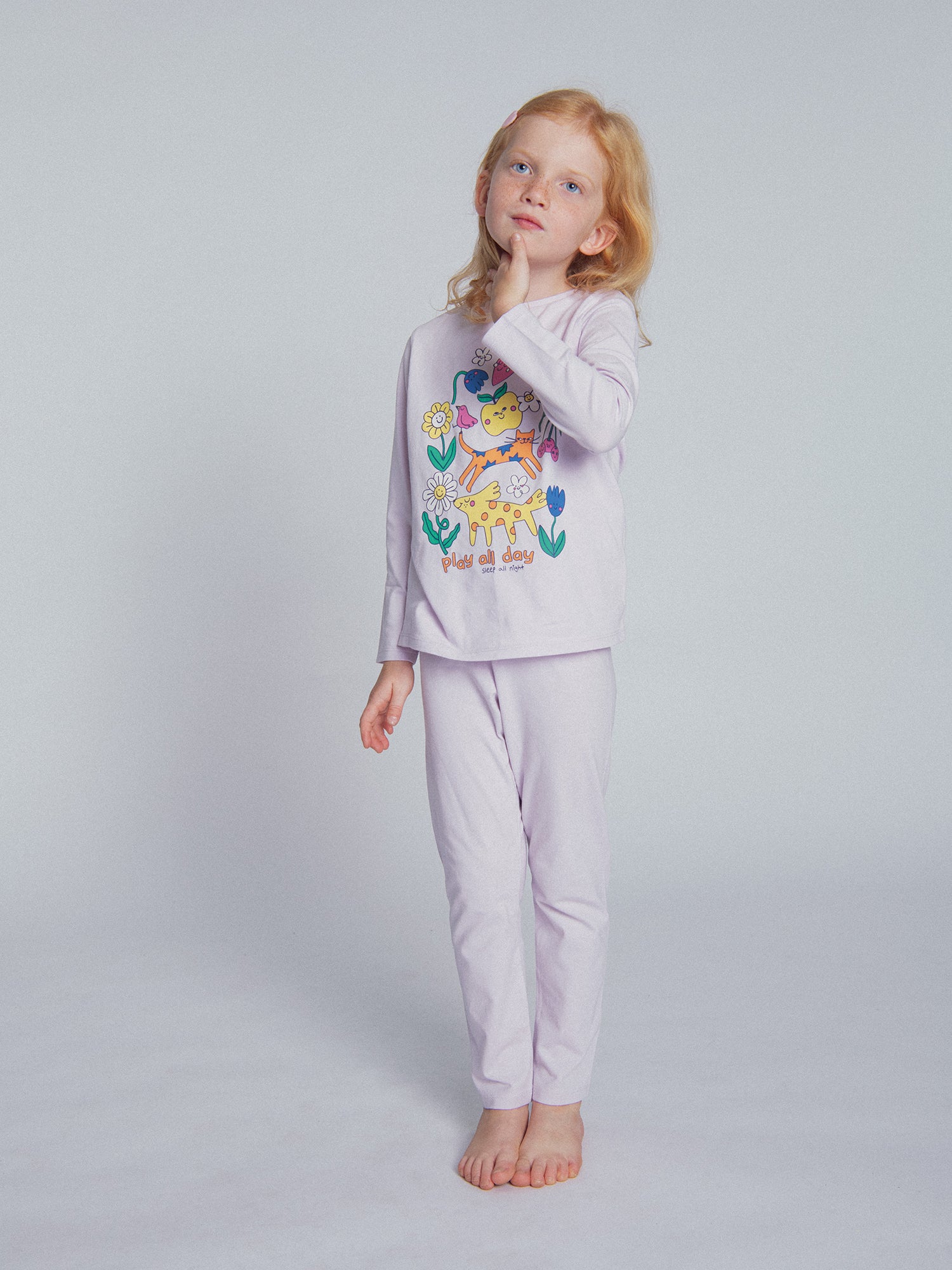 Pyjama 2 pièces violet "Play all day" phosphorescente pour enfant fille