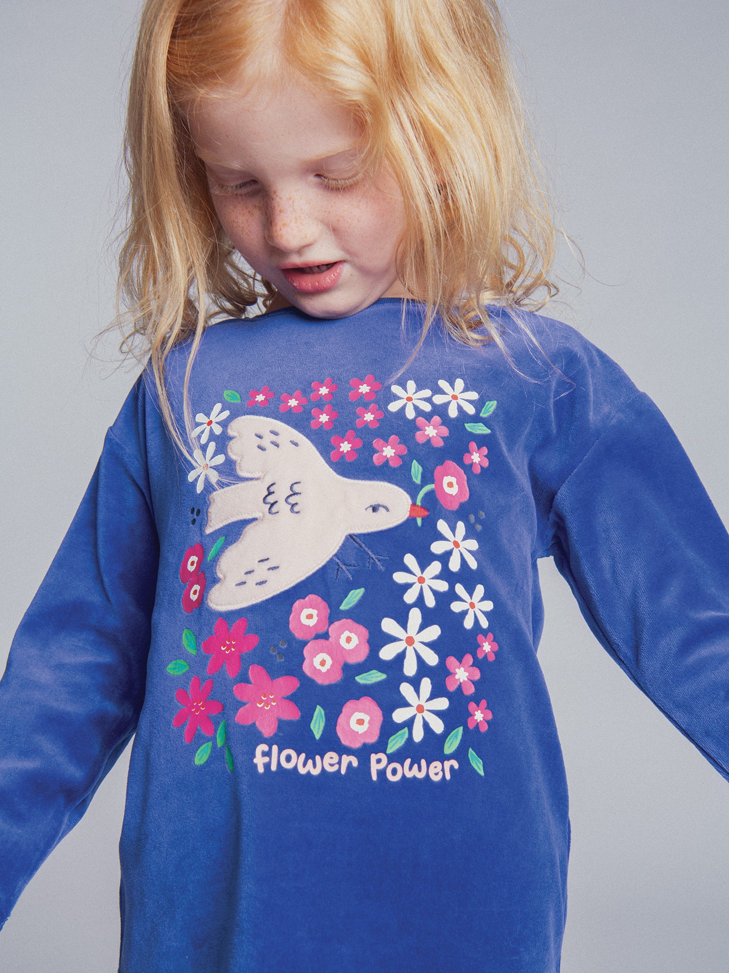 Pyjama 2 pièces bleu "Flower Power"  pour enfant fille