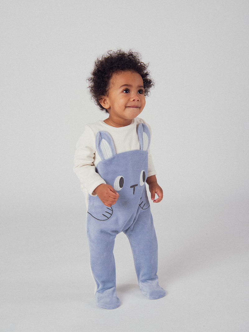 Pijama azul y gris "Conejo" para bebé niño