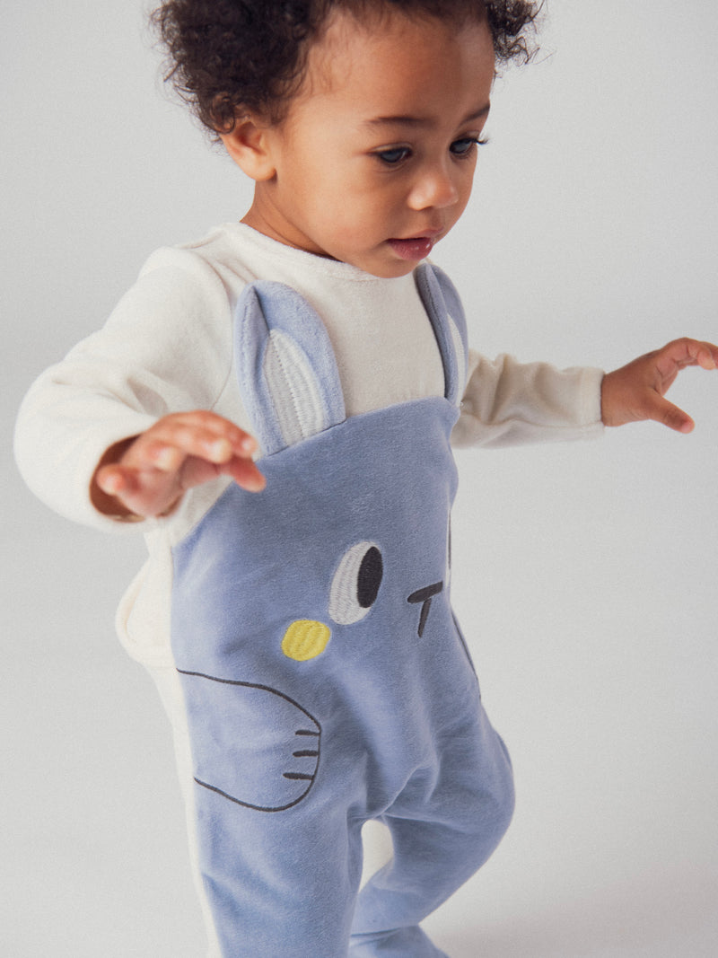 Pijama azul y gris "Conejo" para bebé niño