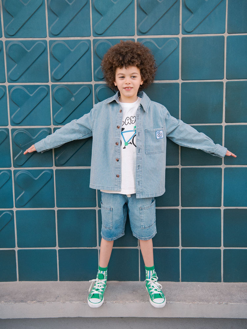 Camisa de Denim a Rayas Azules y Blancas para Niño