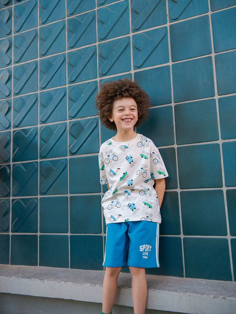 Camiseta ecru con estampado "Ride" integral para bebé niño