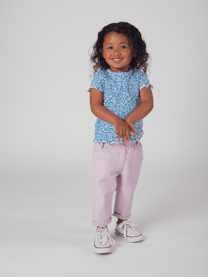 Camiseta Floral Azul para Bebé Niña