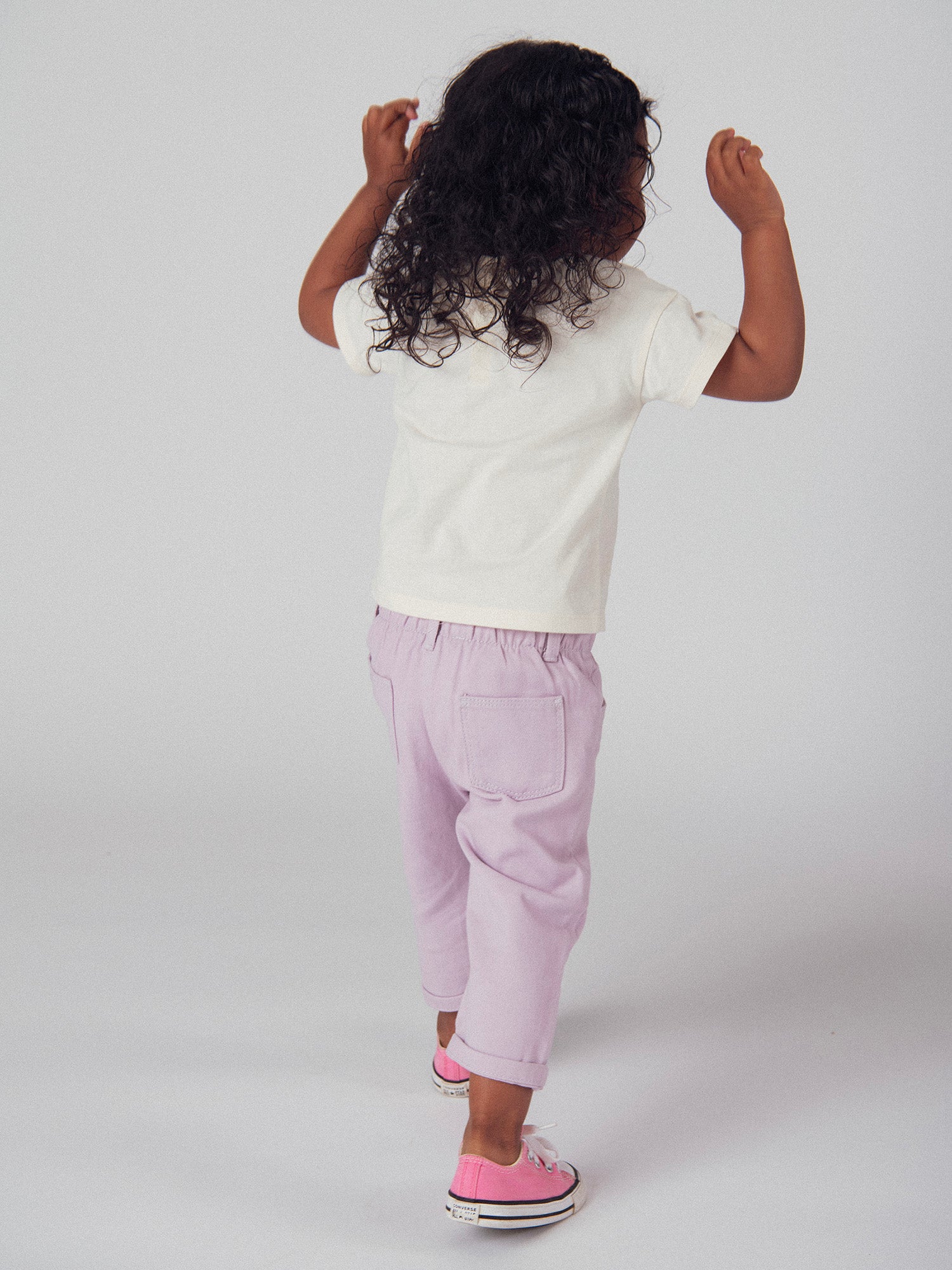 Pantalón rosa lila en twill para bebé niña