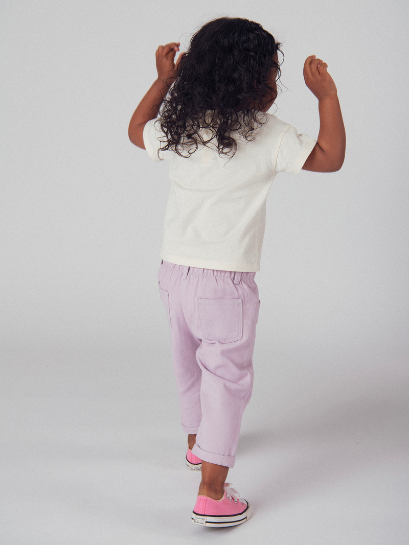 Pantalón rosa lila en twill para bebé niña
