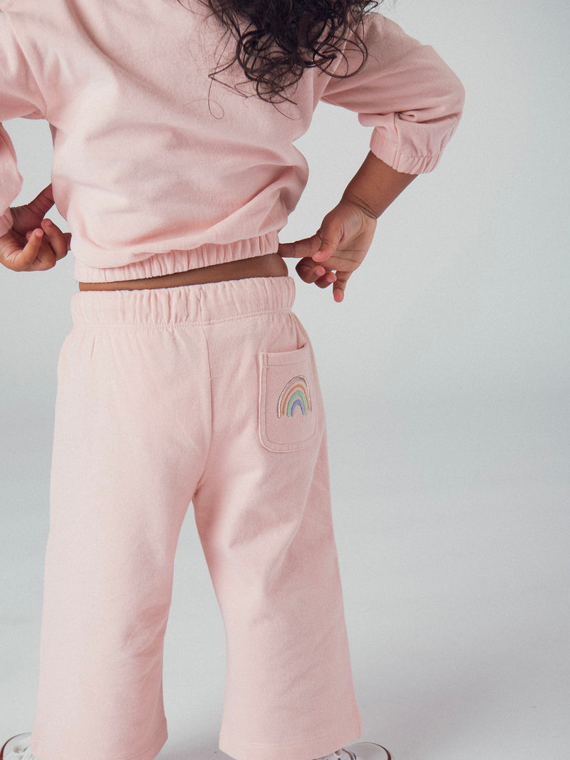 Conjunto de sudadera y pantalones rosa "RAINBOW" para niña