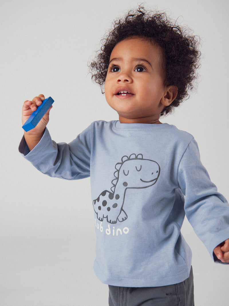 Camiseta azul "Club Dino" para bebé niño