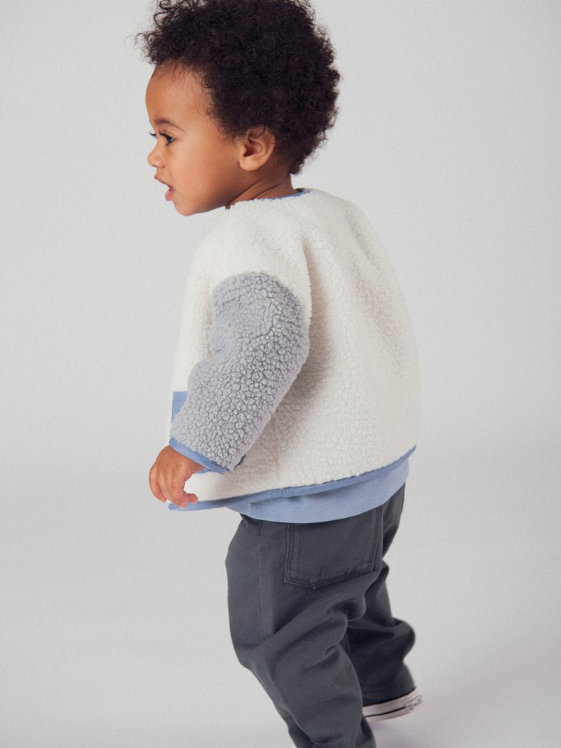 Cárdigan bicolor "Dinosaurio" suave para bebé niño