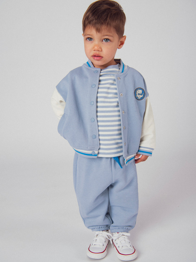 Cardigan bicolor estilo teddy para bebé niño