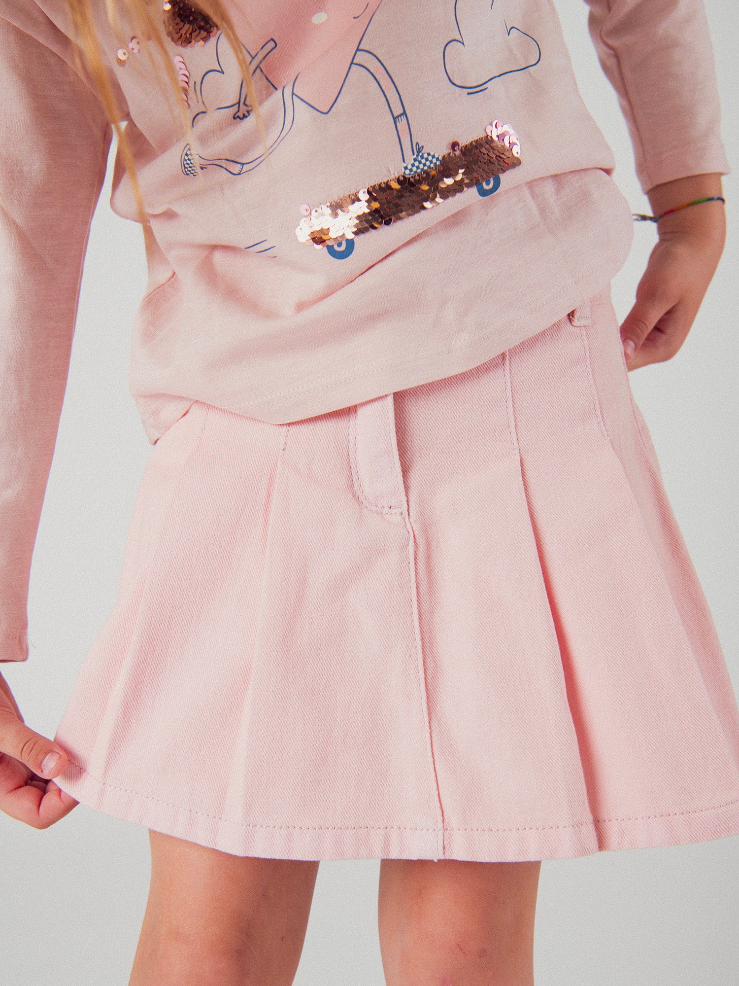 Jupe short rose à poches pour fille