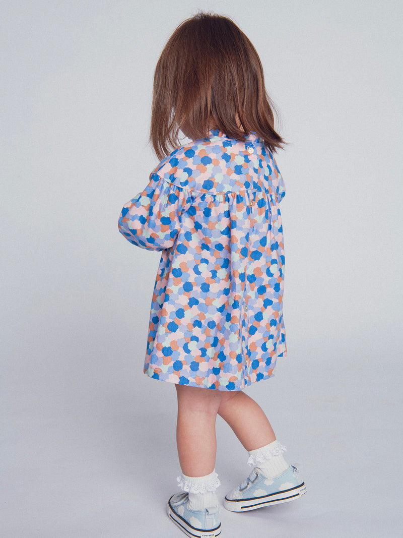 Vestido estampado con cuello volante para bebé niña