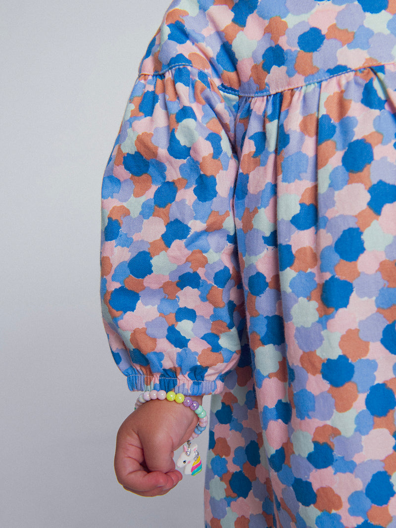 Vestido estampado con cuello volante para bebé niña