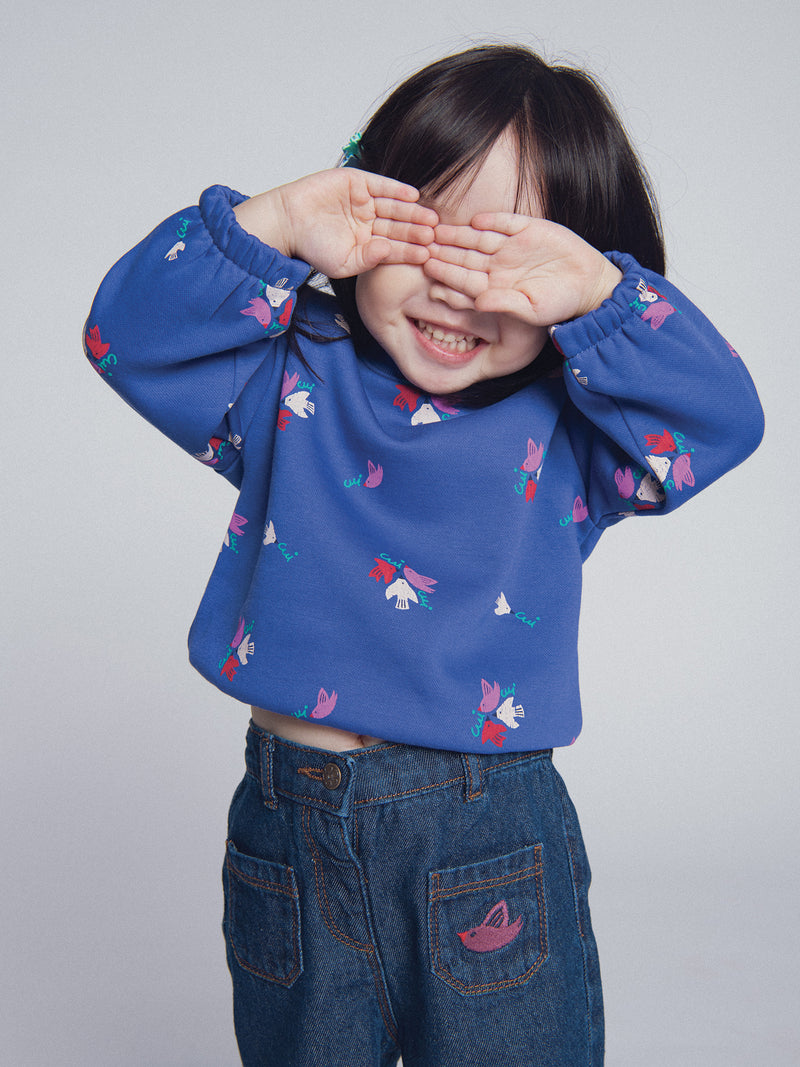 Sudadera azul cielo "ARTY SCHOOL" para bebé niña