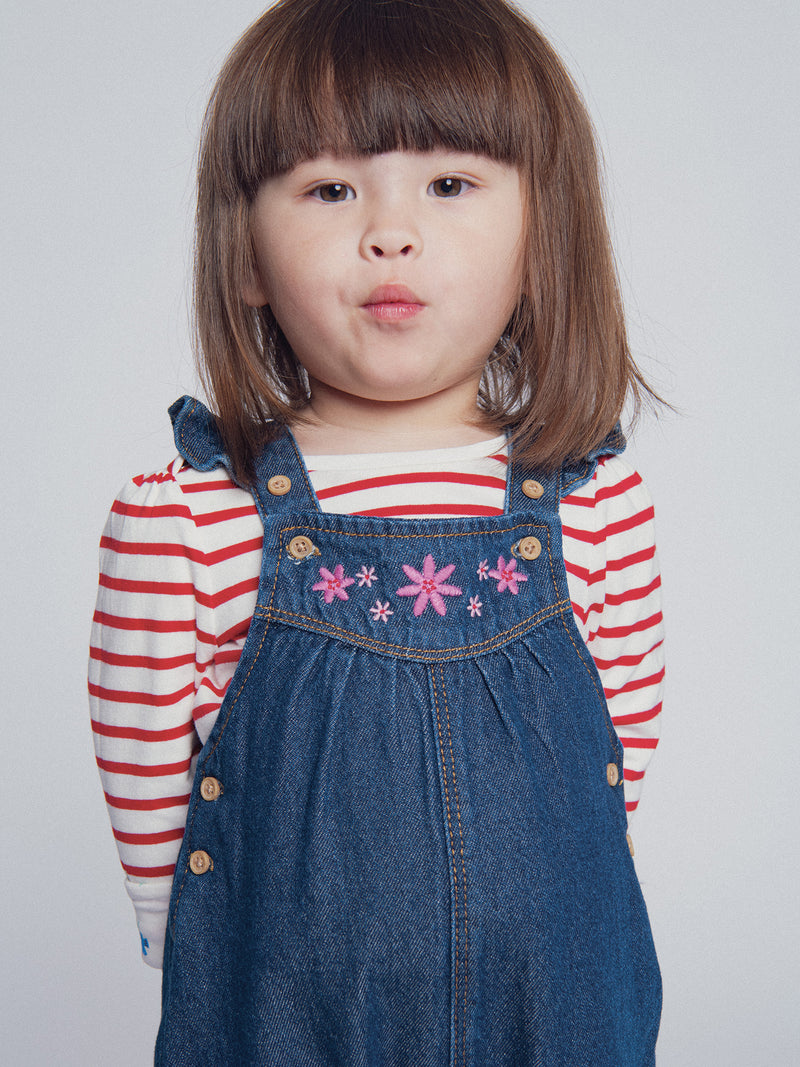 Camiseta reversible ecru y rayada "ARTY SCHOOL" para bebé niña
