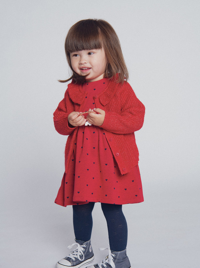 Cardigan rojo con volantes para niña