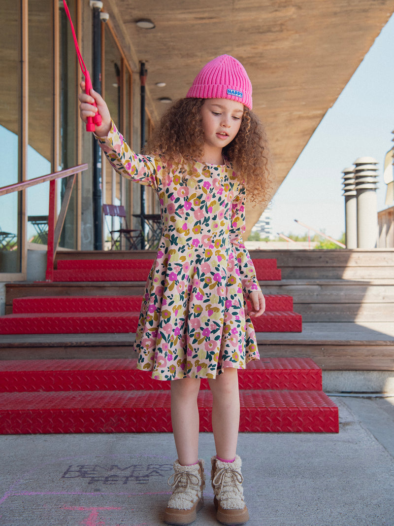Robe rose à imprimé floral pour fille