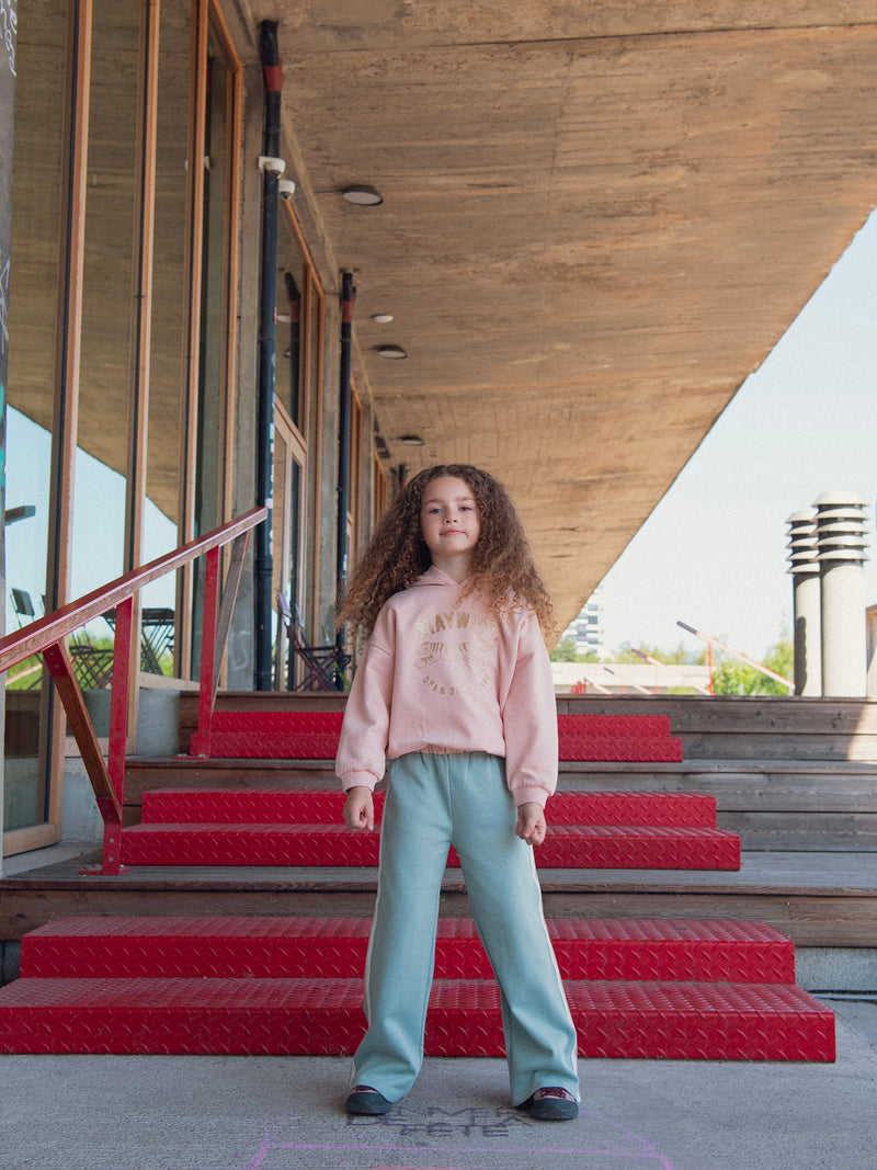 Pantalon en molleton vert a détails fantaisies et poches pour fille