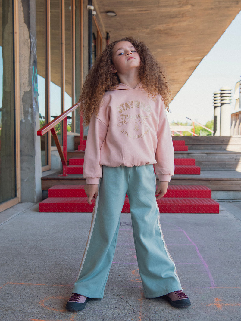 Pantalon en molleton vert a détails fantaisies et poches pour fille
