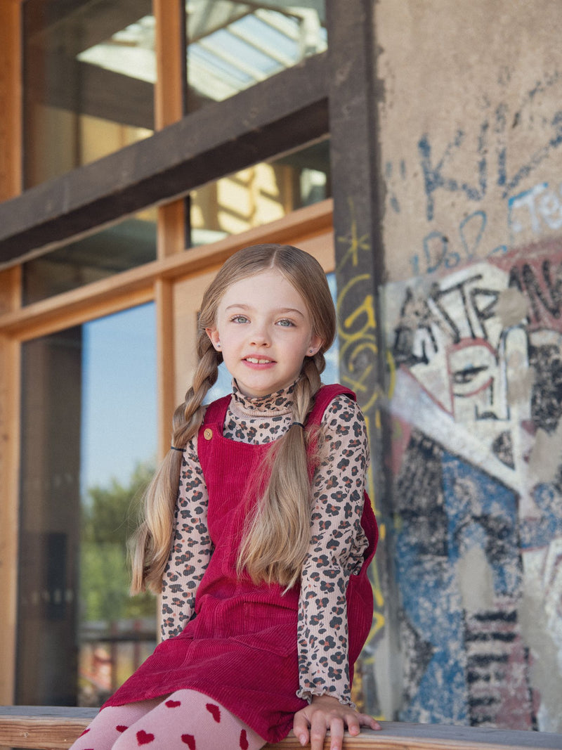 Vestido Salopette de Terciopelo Rojo para Niñas