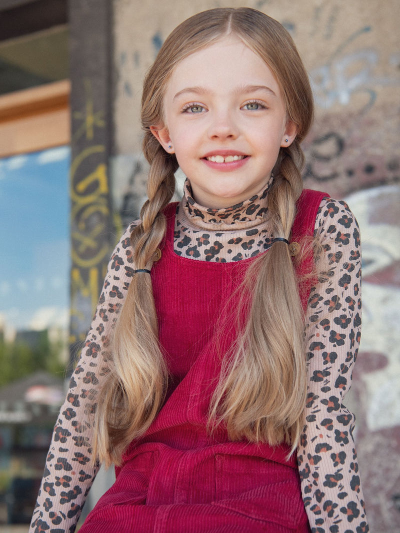 Vestido Salopette de Terciopelo Rojo para Niñas